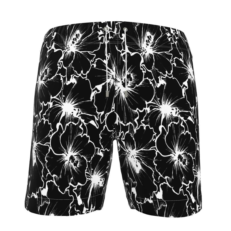 Black Hibiscus - SWIM SHORTS