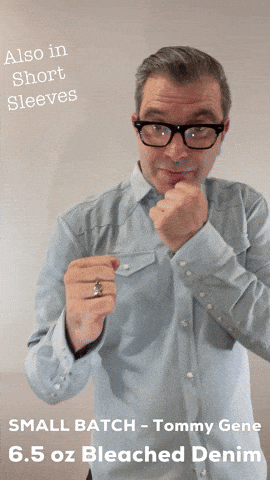 Tommy Gene // 6.5 OZ 100% Cotton Bleached Denim - White Marble Matte Snap- IN STOCK. S & XL ONLY