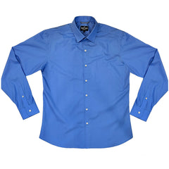 Anthony //  COBALT - Pima Braodcloth - 2 3/4"  Spread Collar + Collar Stay - SMALL BATCH STYL