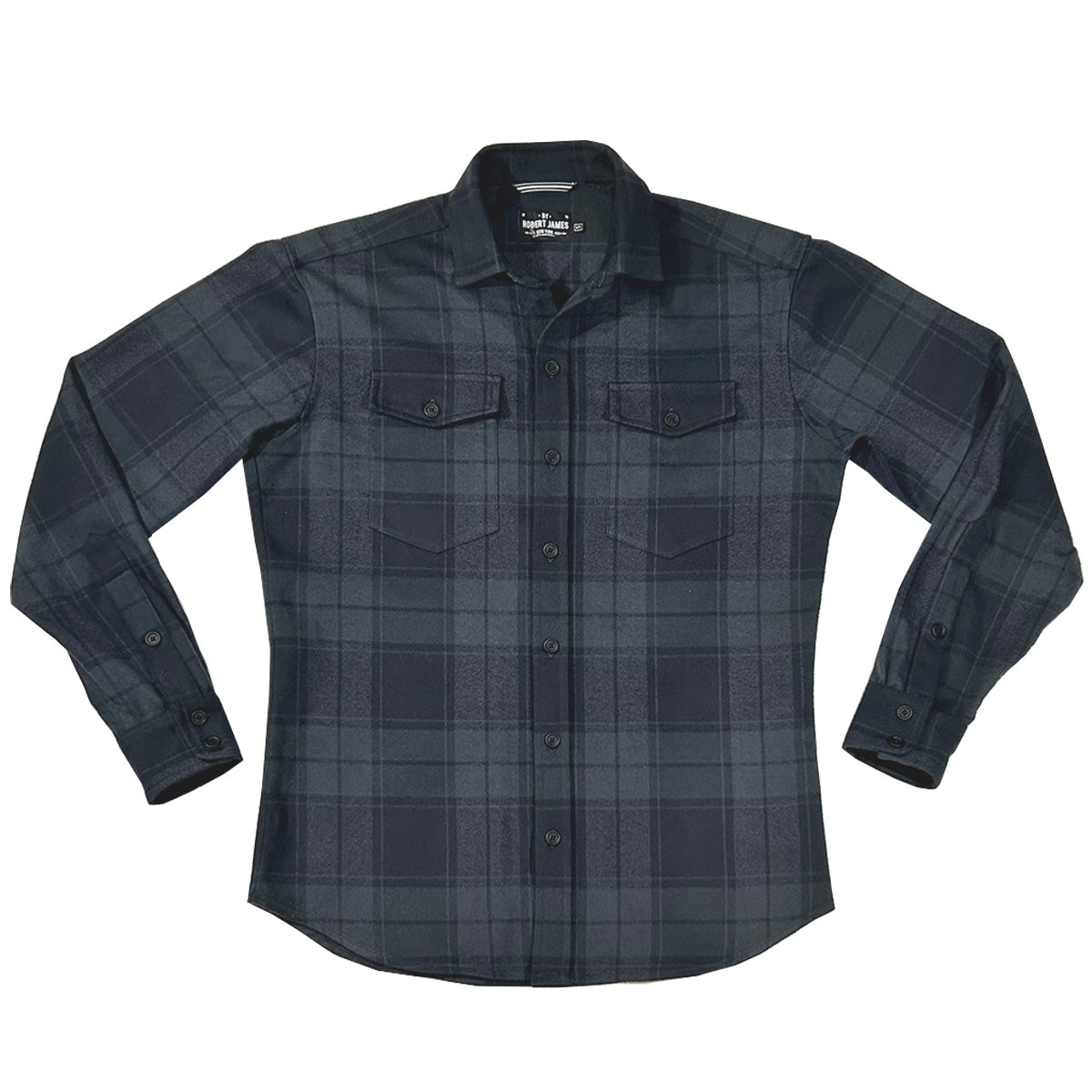 Axe // Black Grey Plaid Flannel - Matte Black Button - Small Batch
