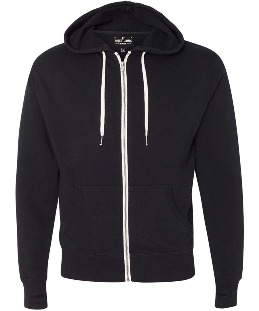 BRJ BROADWAY // BLACK Full Zip Hoodie - French Terry Men's Knit By Robert James
