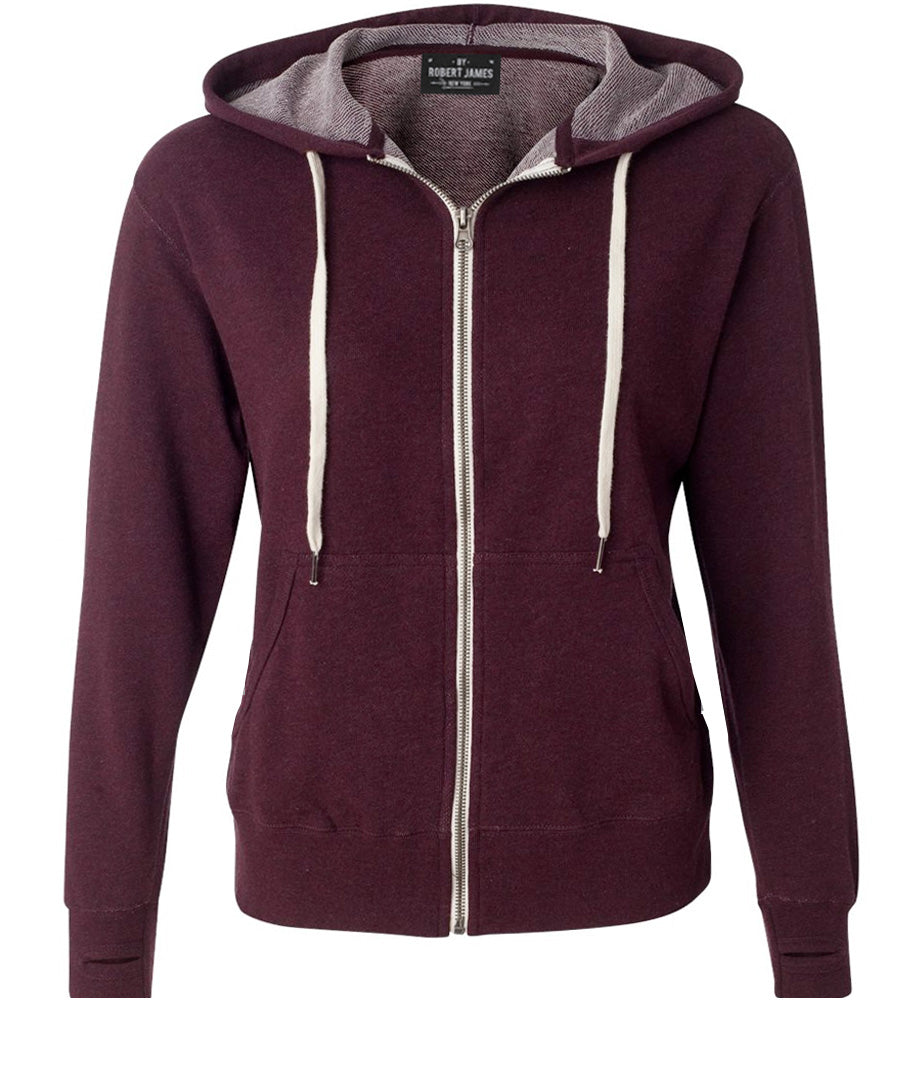 BROADWAY OXBLOOD -Full Zip Hoodie French Terry Men's Knit By Robert James