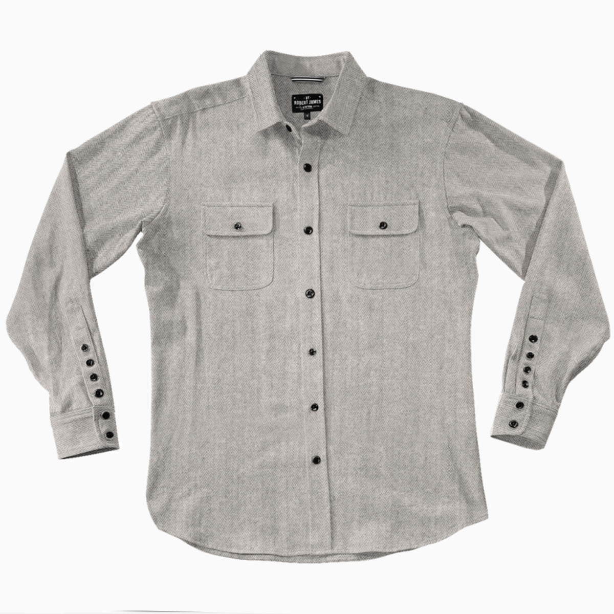Cannon // Grey - Texted Cotton Flannel - Horn Button - SMALL BATCH STYLE