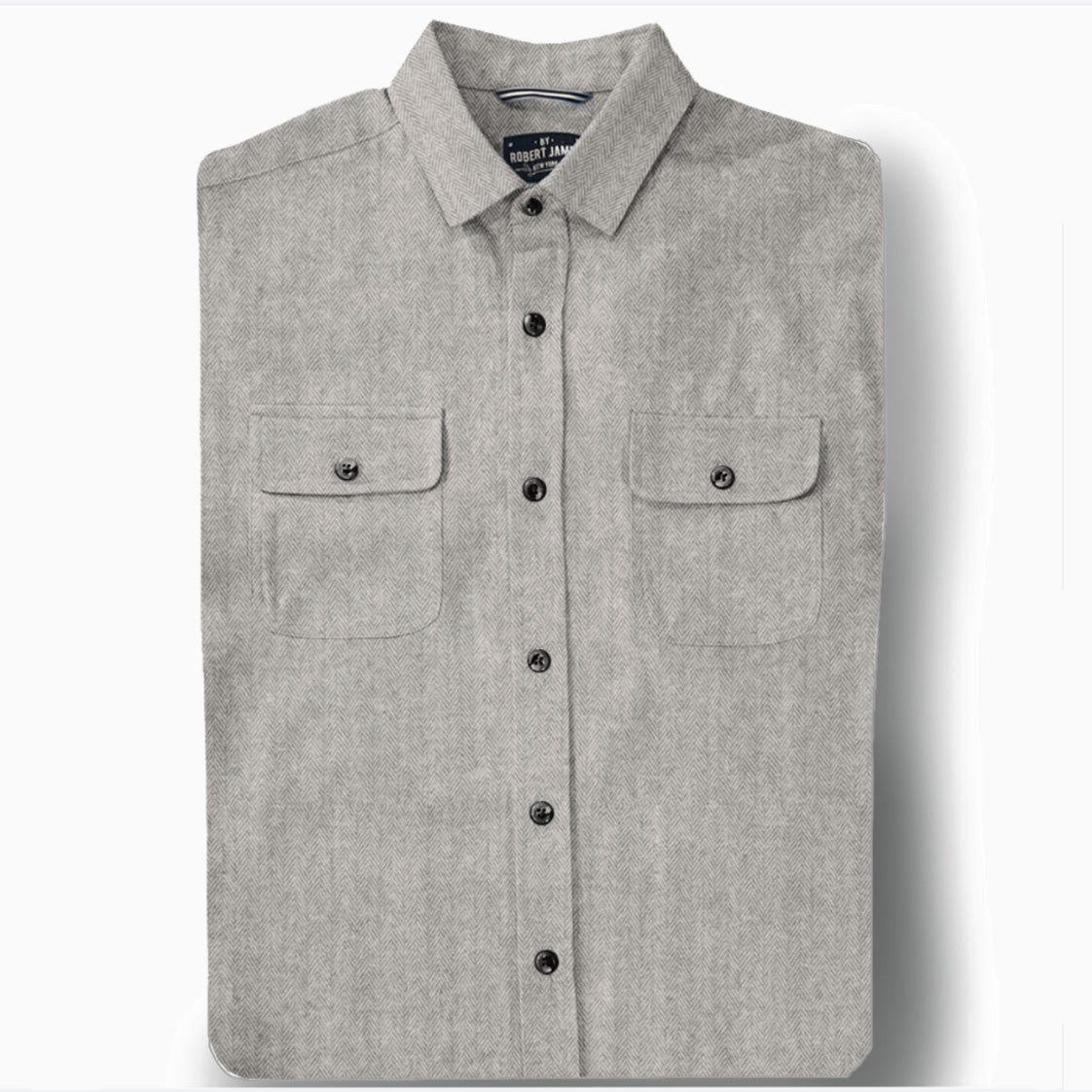 Cannon // Grey - Texted Cotton Flannel - Horn Button - SMALL BATCH STYLE