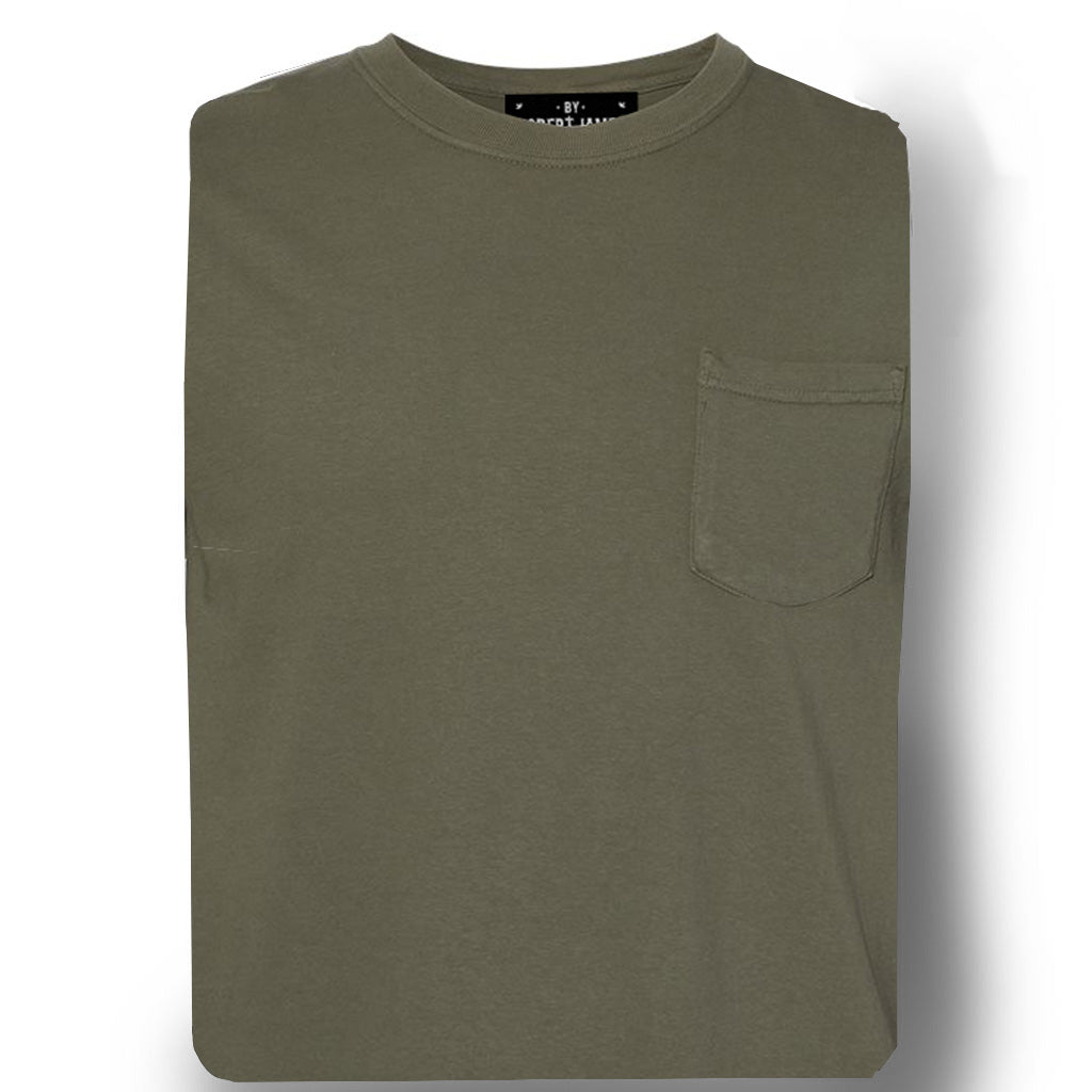 DAGGERS PIGMENT DYED POCKET TEE - DEEP ARMY DRAB Men's Knit T-Shirt By Robert James