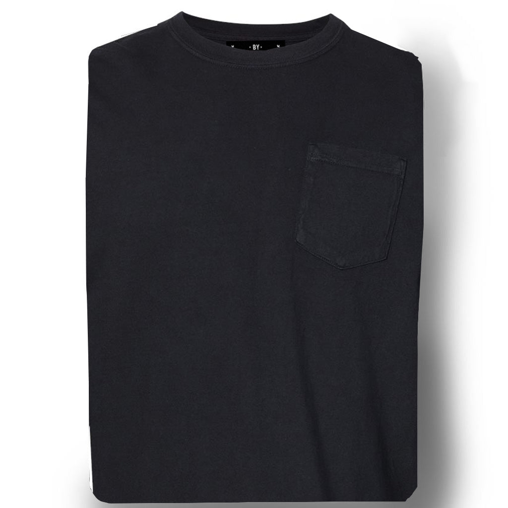 DAVIDSON LONG SLEEVE PIGMENT DYED POCKET TEE - BLACK Men's Knit T-Shirt By Robert James