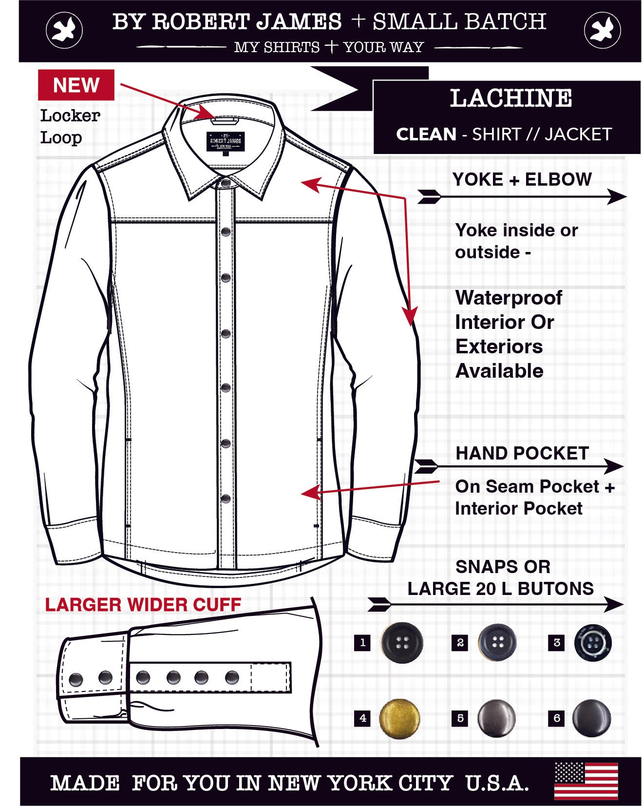 SB LACHINE // CLEAN - HERRINGBONE SHIRT JACKET - Yoke No Pockets - 6 SMALL BATCH COLORS