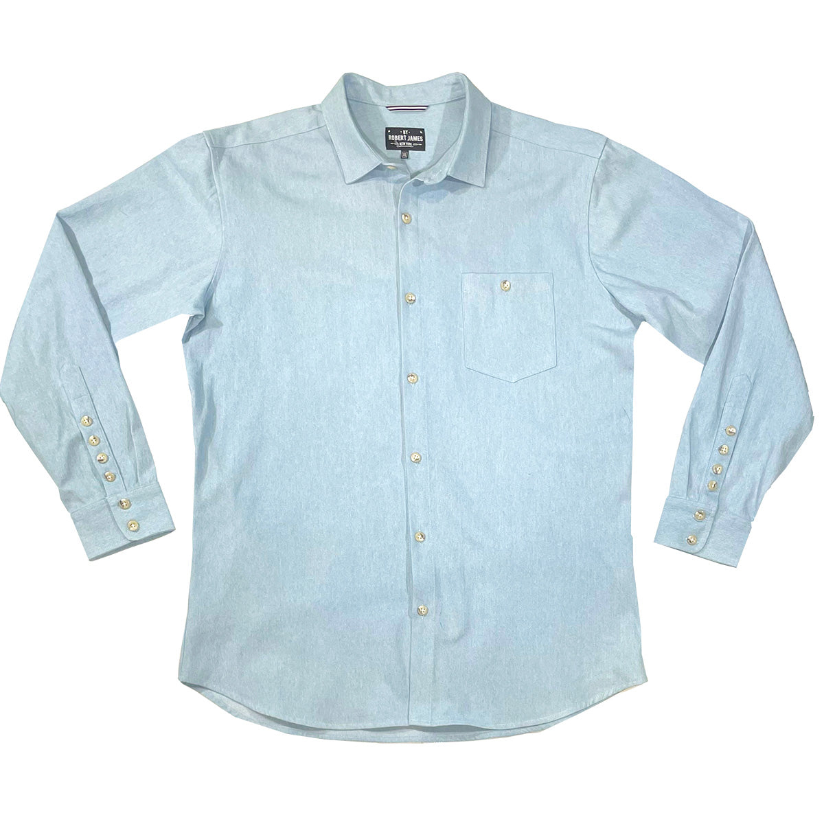 Dylan - 6.5 OZ 20% OFF SAMPLE // Beached Denim White Marble Snaps - IN STOCK - XL