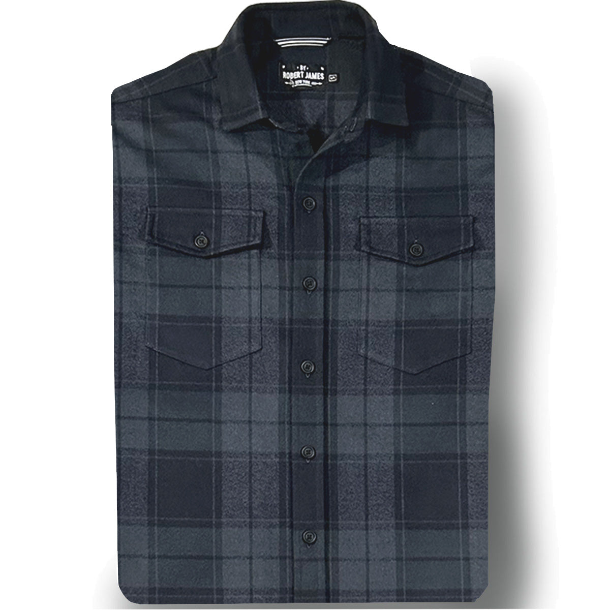 Axe // Black Grey Plaid Flannel - Matte Black Button - Small Batch
