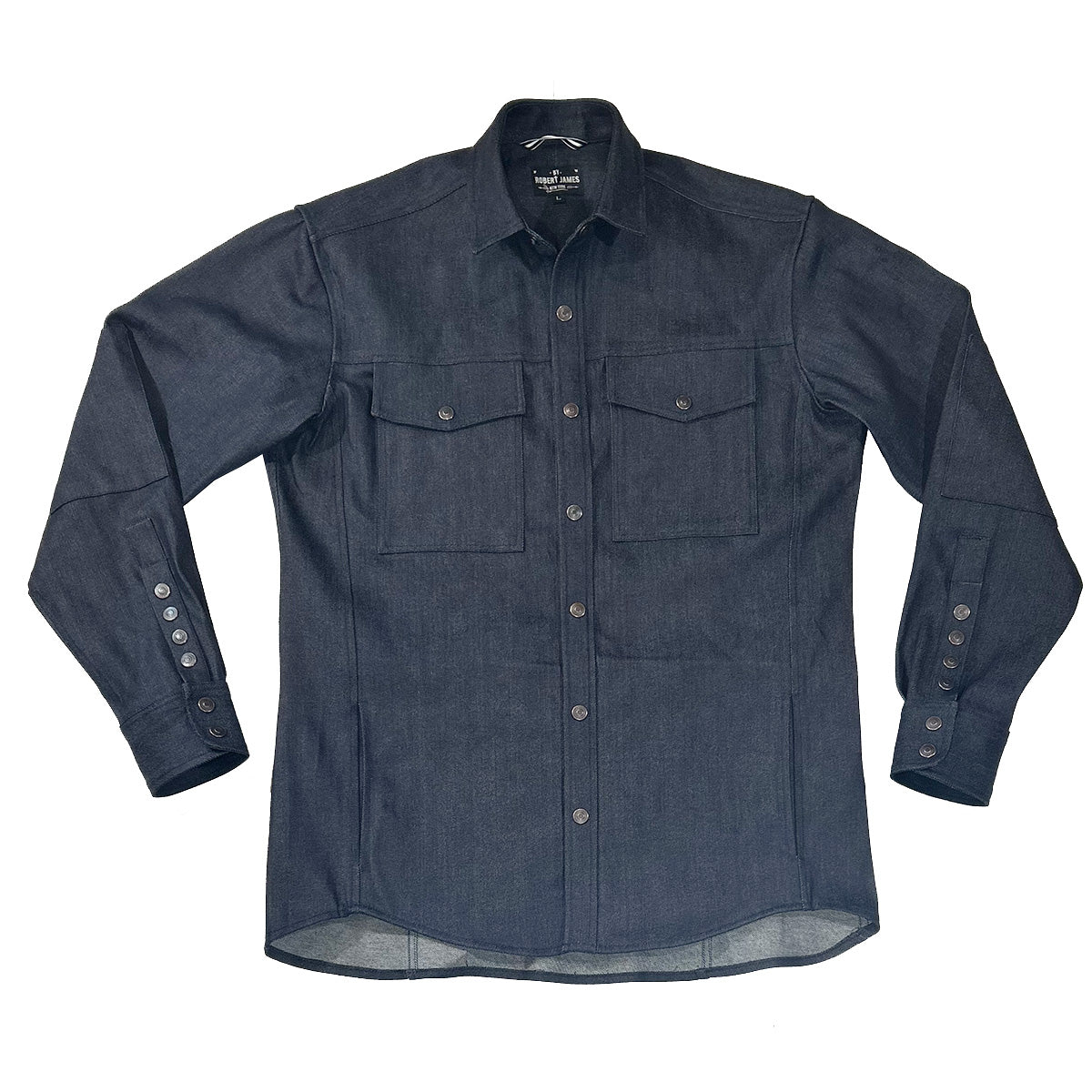 SB LACHINE // YOKED UP- HEAVY INDIGO DENIM SHIRT JACKET - Pockets On Yoke - SMALL BATCH