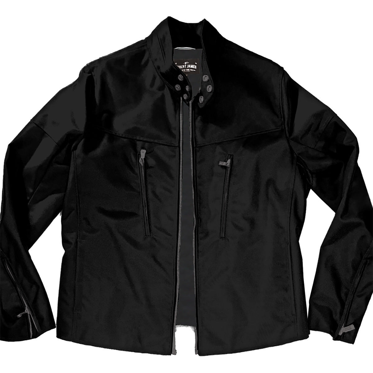 OXBLOOD ROYCE VEG DYE LEATHER TALL COLLAR CAFE RACER JACKET - JASON SCHNECK