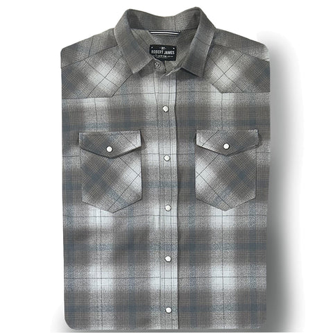 Tommy Gene // GREY TAUPE SHADOW PLAID FLANNEL - SMALL BATCH STYLE