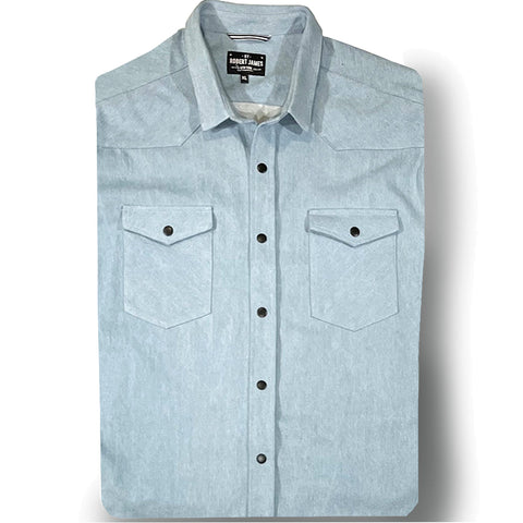 Tommy Gene // 10 OZ 100% Cotton Bleached Bull DenimBlack Matte Snap- SMALL BATCH STYLE