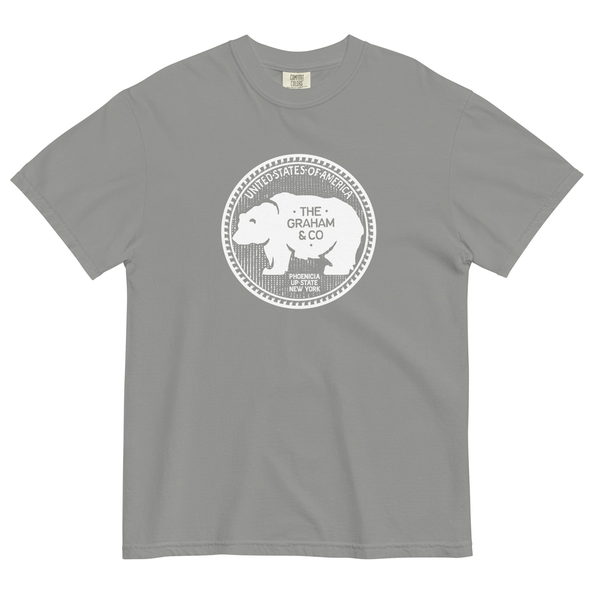 THE GRAHAM & CO BEAR NICKEL - WHITE Garment-dyed Heavyweight Tee