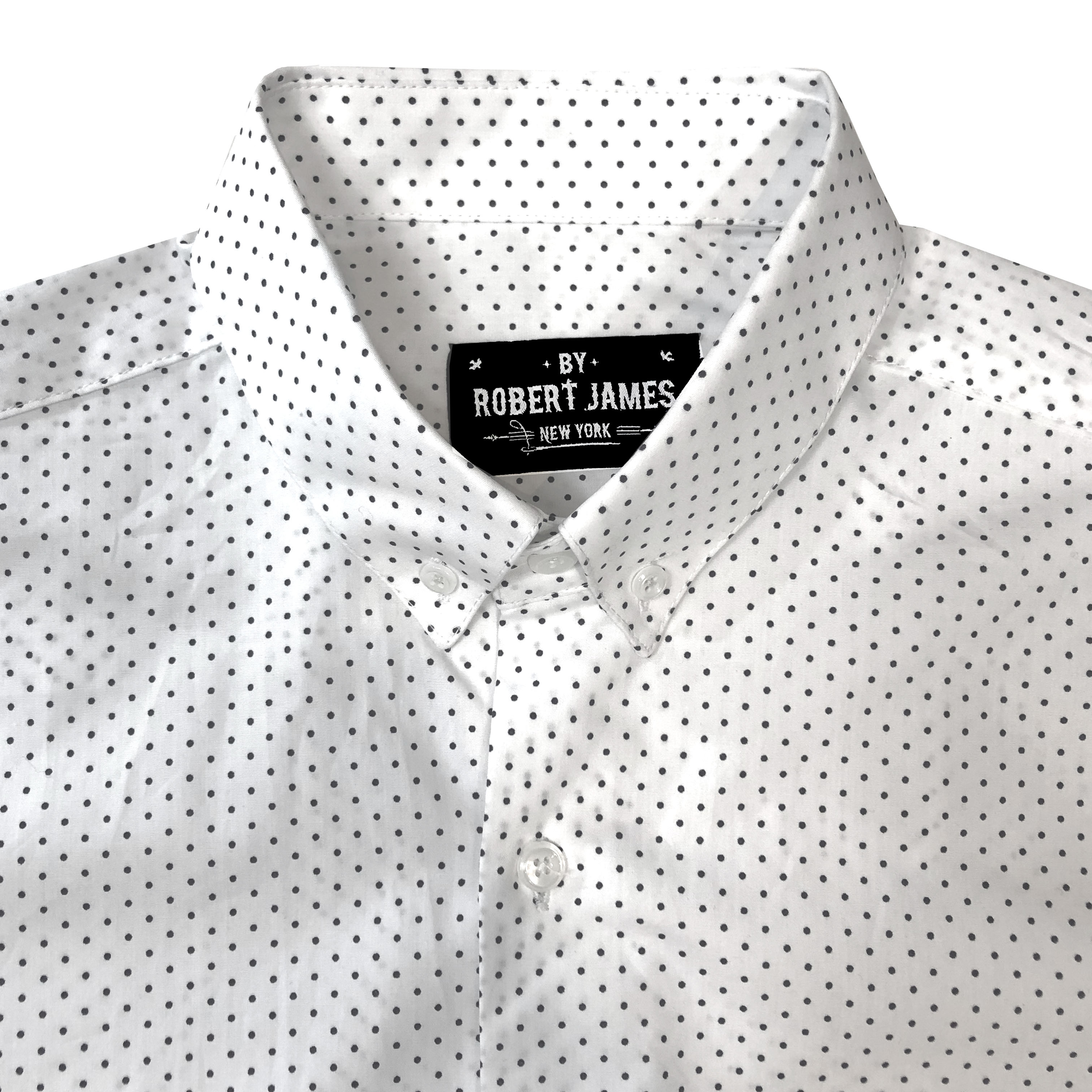 Bond - MOD BUTTON DOWN COTTON WHITE POLKA DOT SHIRT - IN STOCK - XL