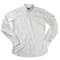 Bond - MOD BUTTON DOWN COTTON WHITE POLKA DOT SHIRT - IN STOCK - XL