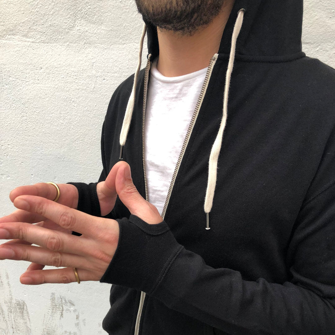BRJ BROADWAY // BLACK Full Zip Hoodie - French Terry Men's Knit By Robert James