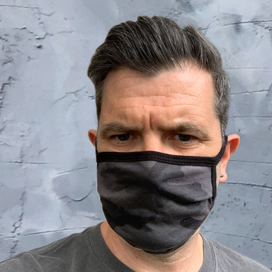 USA MADE Comfort Cotton / Face Mask - BLACK CAMO