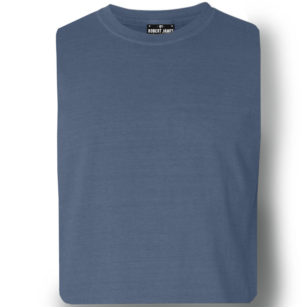 THE RULLOW PIGMENT DYED TEE - WASHED DENIM Men's Knit T-Shirt By Robert James