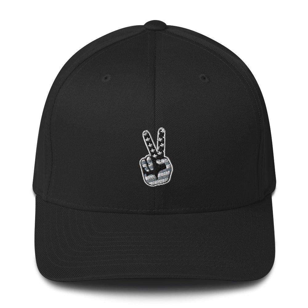 BLACK & WHITE / PEACE Structured Twill Cap