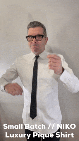 Niko  // WHITE PIQUE DRESS SHIRT   - IN STOCK - S + S/M + M + XXL