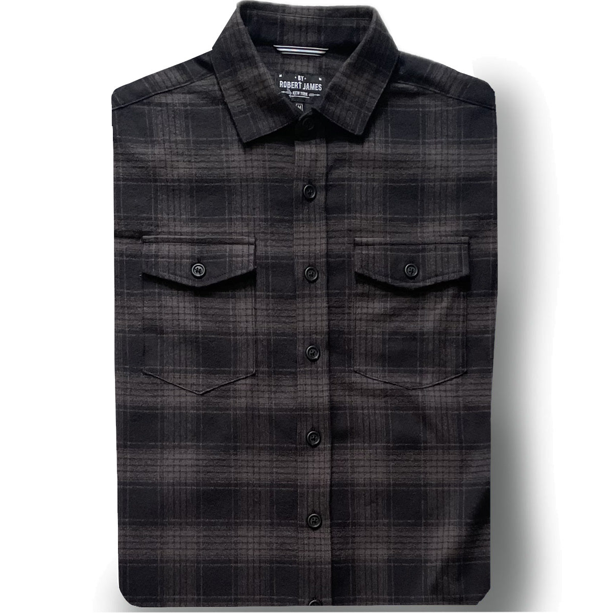 Axe  // Black Warm Coal Plaid Flannel - Matte Black Button - Small Batch