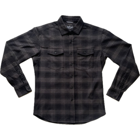Axe  // Black Warm Coal Plaid Flannel - Matte Black Button - Small Batch