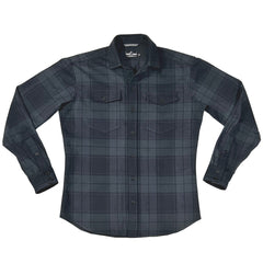 Axe  // Black Grey Plaid Flannel - Matte Black Button - Small Batch