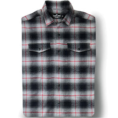 Axe  // Grey Shadow Plaid Red Pin Flannel - Black Snap - Small Batch