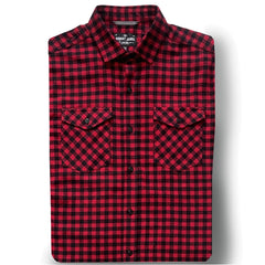 Axe  // Black Red Gingham Plaid Flannel - Matte Black Button - Small Batch