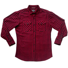 Axe  // Black Red Gingham Plaid Flannel - Matte Black Button - Small Batch