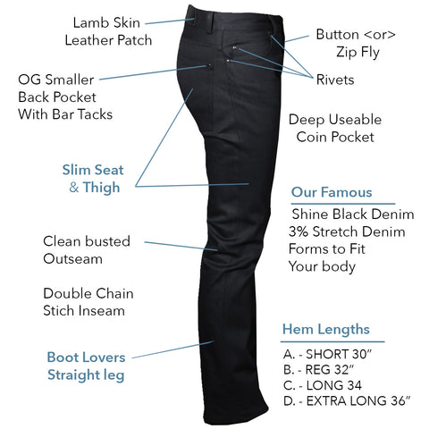 Western Jean // BLACK Men's Denim Jeans By Robert James - IN STOCK 31, 32, 33