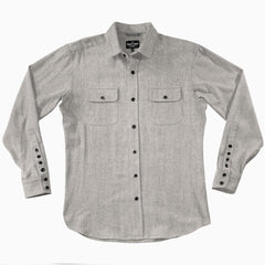 Cannon // Grey - Texted Cotton Flannel - Horn Button - SMALL BATCH STYLE