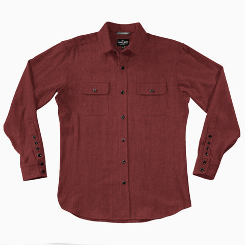 Cannon // Rustic Red - Herringbone Cotton Flannel - Matte Black Snap - SMALL BATCH STYLE