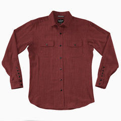 Cannon // Rustic Red - Herringbone Cotton Flannel - Matte Black Snap - SMALL BATCH STYLE