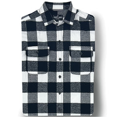 Cannon // Black White Buffalo Gingham- Cotton Flannel - BLACK BUTTON WHITE RIM - SMALL BATCH STYLE