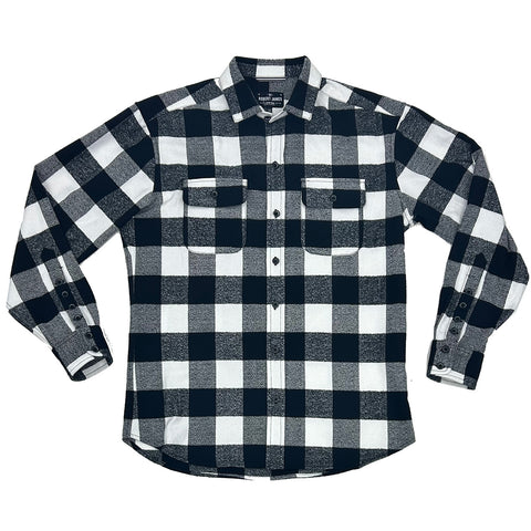 Cannon // Black White Buffalo Gingham- Cotton Flannel - BLACK BUTTON WHITE RIM - SMALL BATCH STYLE