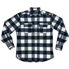 Cannon // Black White Buffalo Gingham- Cotton Flannel - BLACK BUTTON WHITE RIM - SMALL BATCH STYLE
