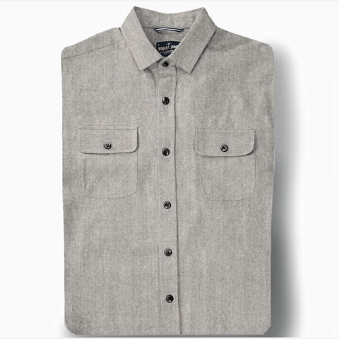 Cannon // Grey - Texted Cotton Flannel - Horn Button - SMALL BATCH STYLE
