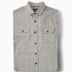 Cannon // Grey - Texted Cotton Flannel - Horn Button - SMALL BATCH STYLE