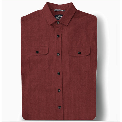 Cannon // Rustic Red - Herringbone Cotton Flannel - Matte Black Snap - SMALL BATCH STYLE
