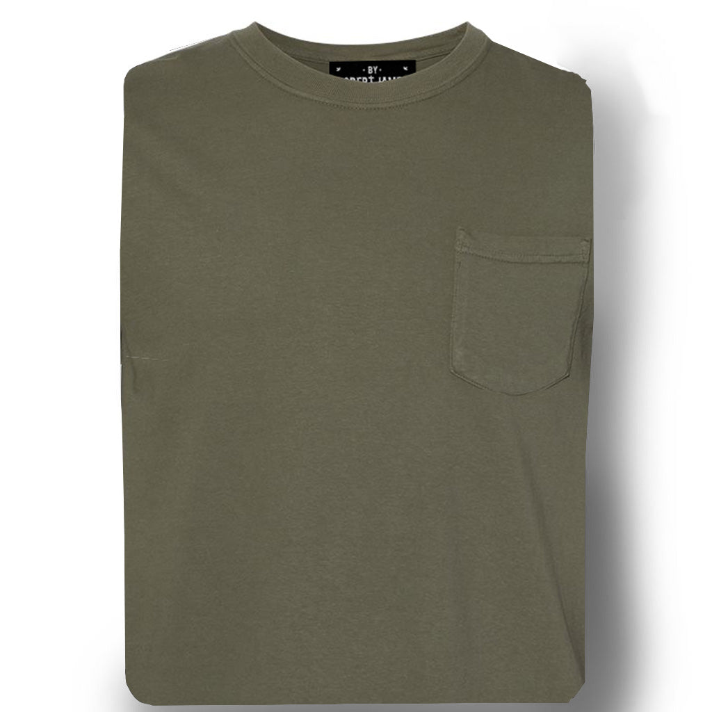 DAGGERS PIGMENT DYED POCKET TEE - DEEP ARMY DRAB  Men's Knit T-Shirt By Robert James