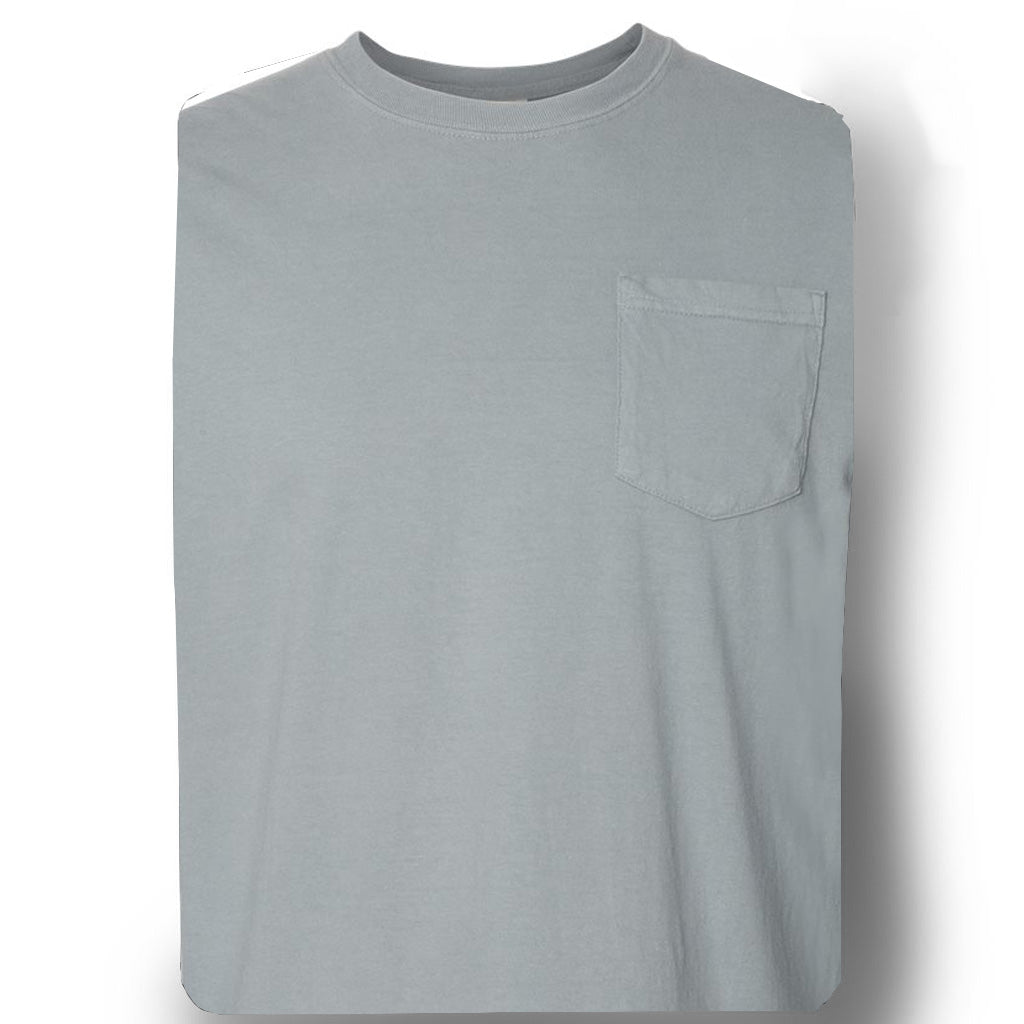 DAVIDSON LONG SLEEVE PIGMENT DYED POCKET TEE - SLATE GREY  Men's Knit T-Shirt By Robert James