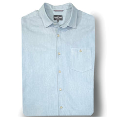 Dylan - 6.5 OZ 20% OFF SAMPLE // Beached Denim White Marble Snaps - IN STOCK - XL