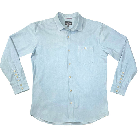 Dylan - 6.5 OZ 20% OFF SAMPLE // Beached Denim White Marble Snaps - IN STOCK - XL