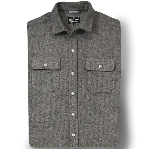 Cannon // Charcoal - Textured Cotton Flannel - Horn Button - SMALL BATCH STYLE