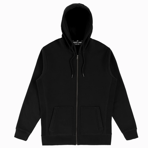 BRJ  AVENUE - Organic Pima Hoodie // BLACK -  Zip Heavyweight Hoodie