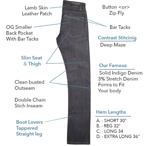 Western Jean // INDIGO - Warm Maze Stitch -Men's Denim Jeans By Robert James
