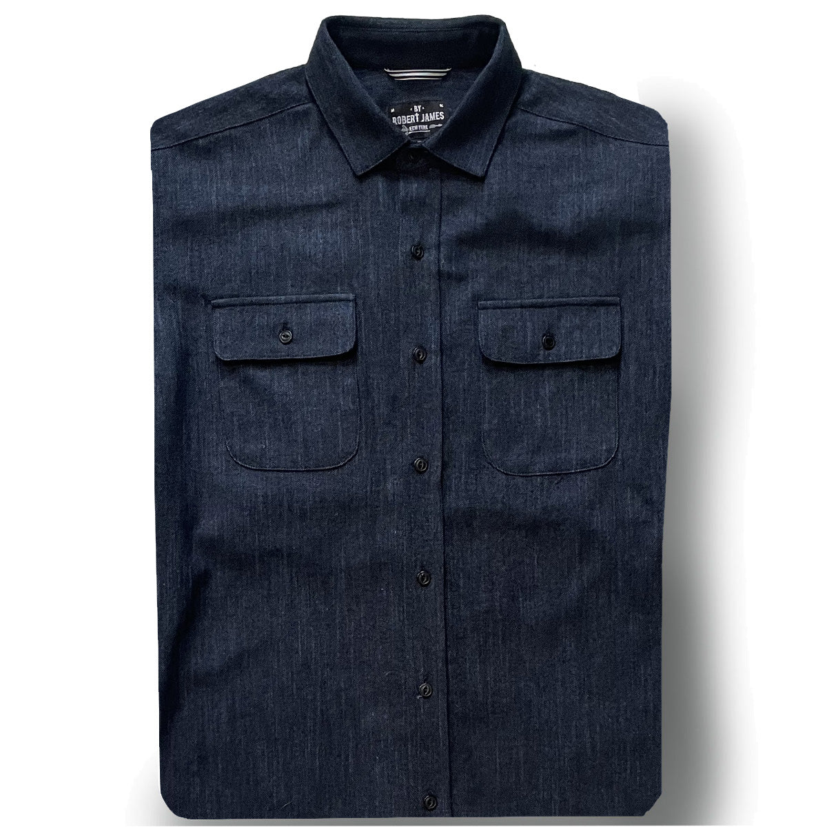 Cannon // Denim Look Indigo  - Cotton Flannel - Matte Black Button - SMALL BATCH STYLE (Copy)