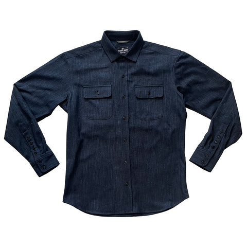 Cannon // Denim Look Indigo  - Cotton Flannel - Matte Black Button - SMALL BATCH STYLE (Copy)